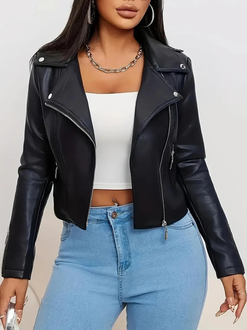 Thiermo Veste Biker Femme Noire Polyester