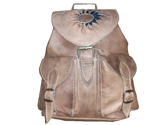 Hecho a Mano Sac à Dos en Cuir Motif Soleil