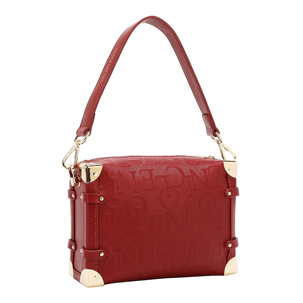 Nicole Lee Sac Bandoulière Carré Cuir Végétalien Tressé Beige