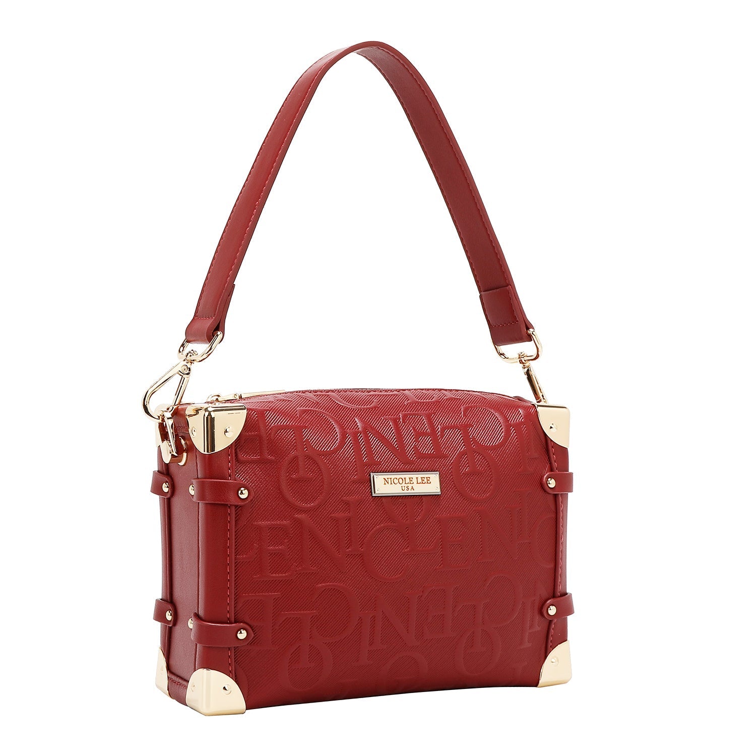 Nicole Lee Sac Bandoulière Carré Cuir Végétalien Tressé Beige
