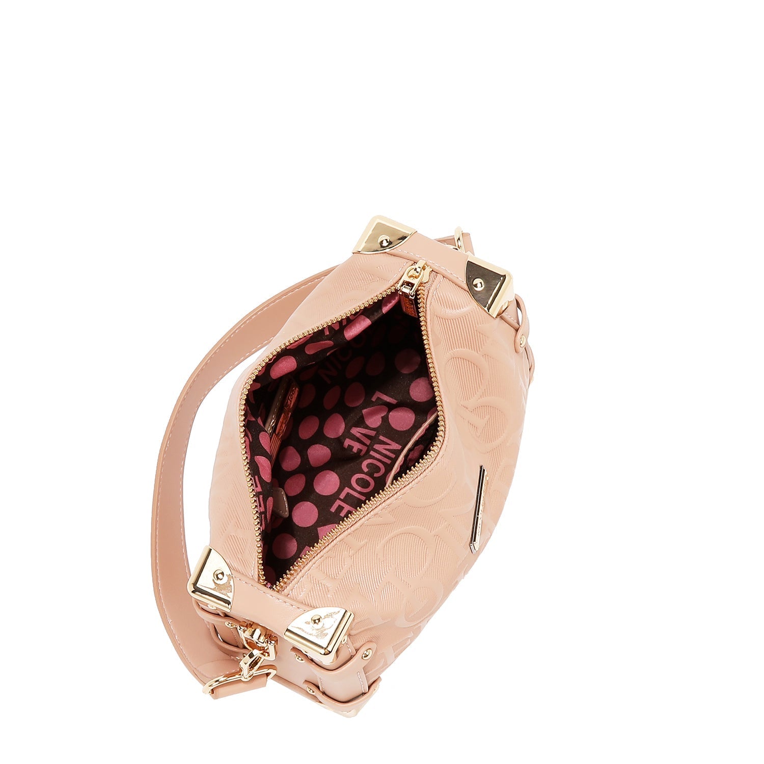 Nicole Lee Sac Bandoulière Carré Cuir Végétalien Tressé Beige