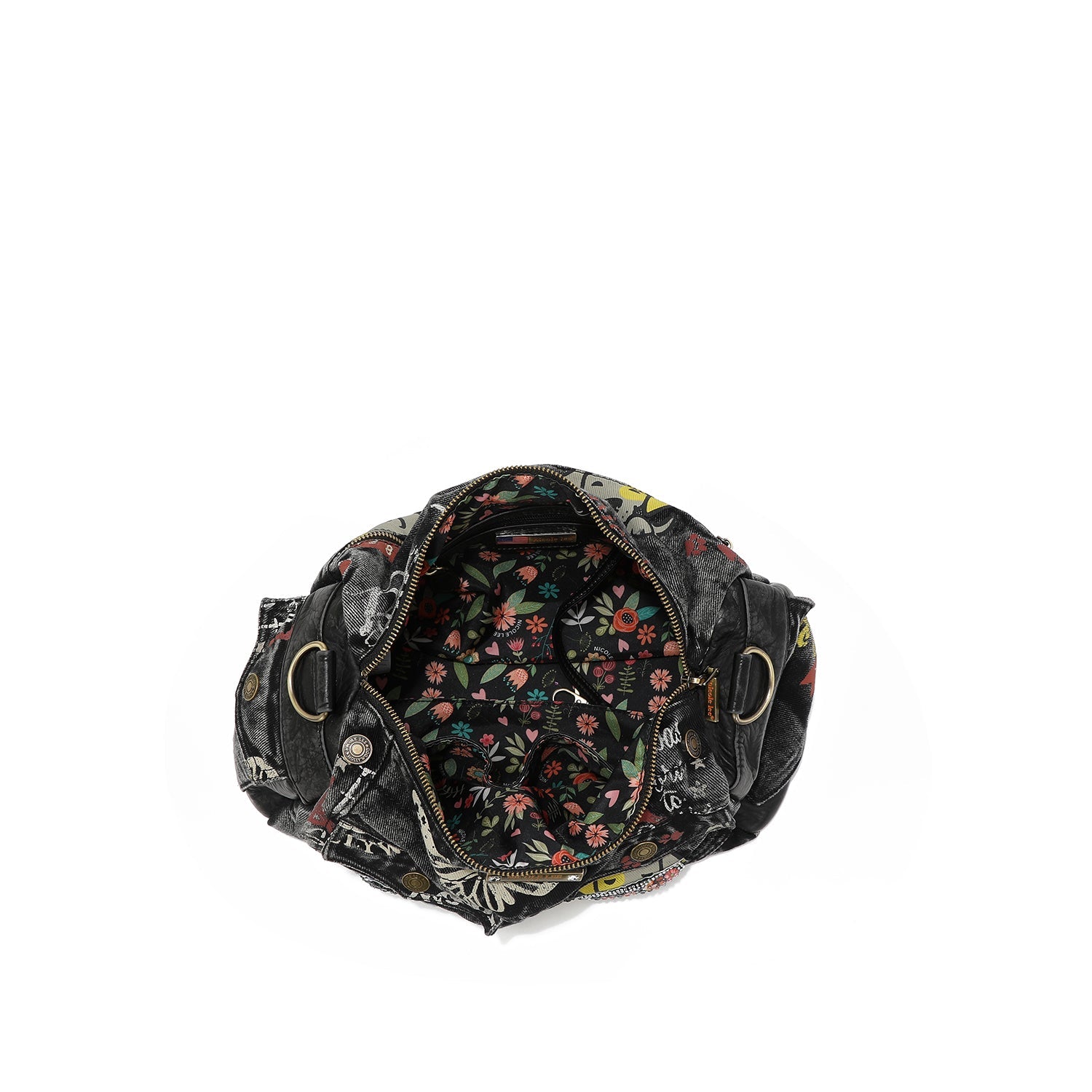 Sac messenger imprimé noir