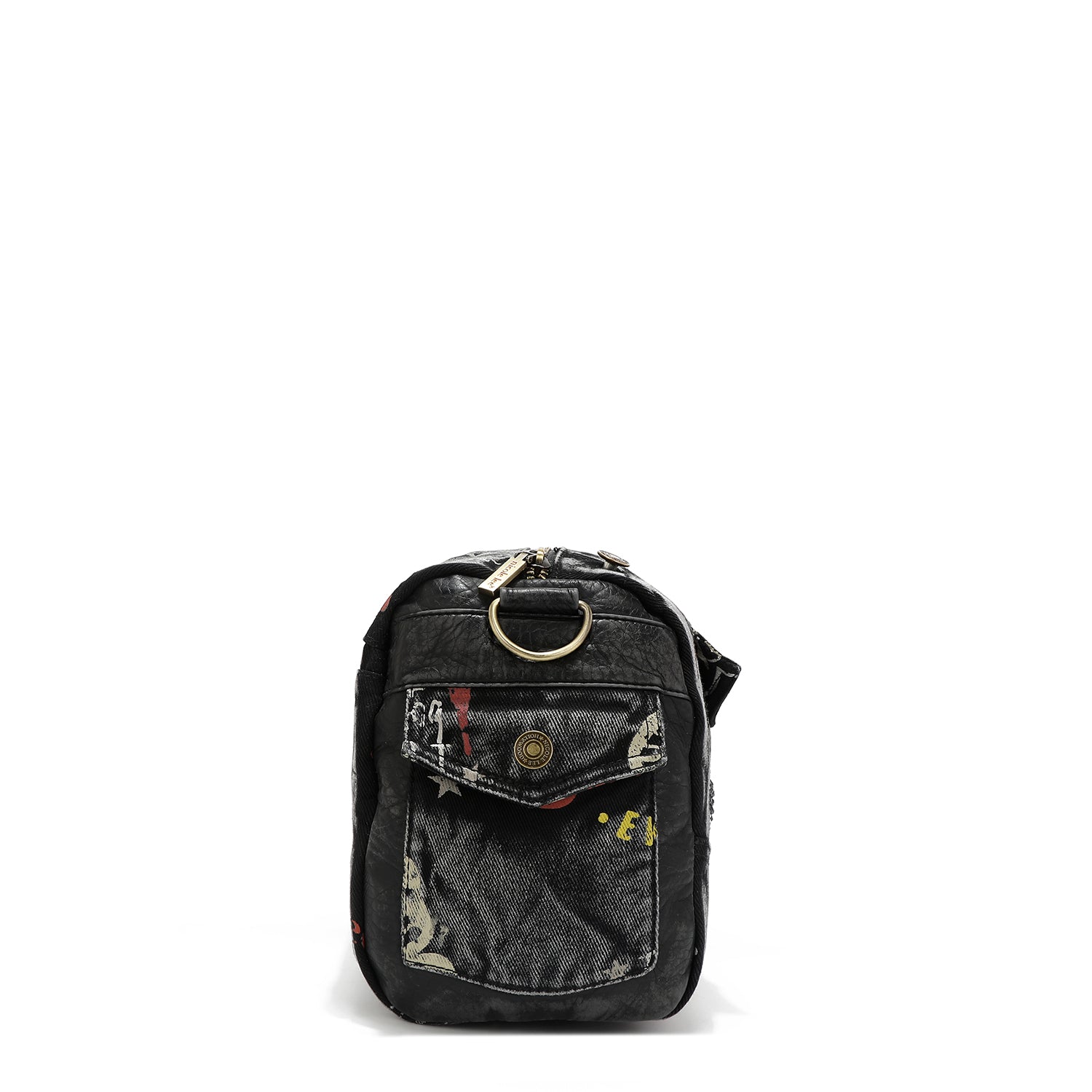 Nicole Lee Sac Messenger Noir Cuir Végétalien Imprimé