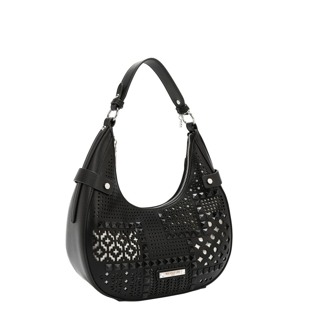 Nicole Lee Sac Bandoulière Géométrique Noir Cuir Végan