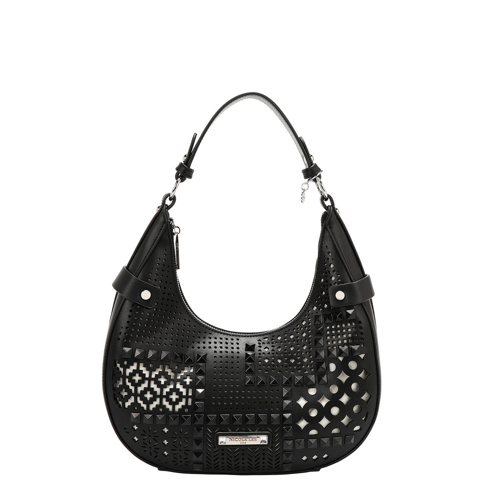 Nicole Lee Sac Bandoulière Géométrique Noir Cuir Végan