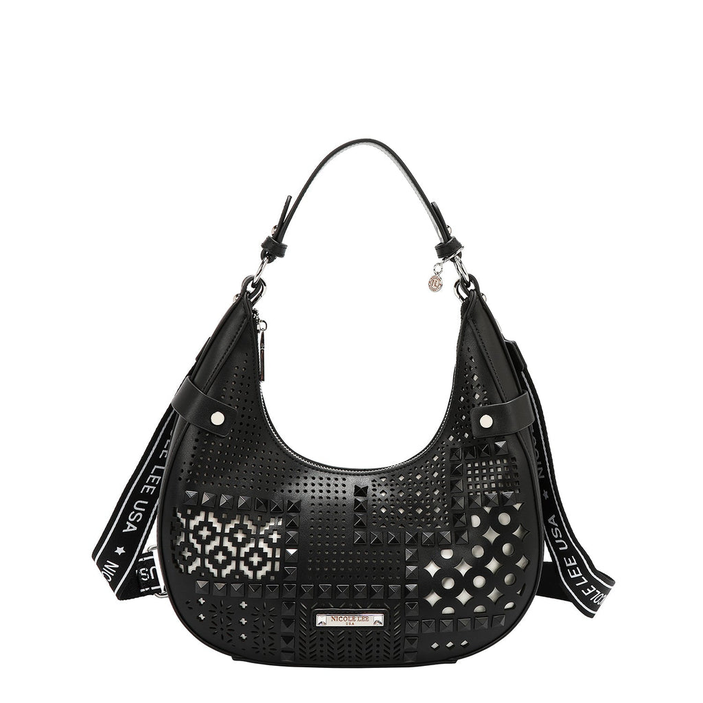 Nicole Lee Sac Bandoulière Géométrique Noir Cuir Végan
