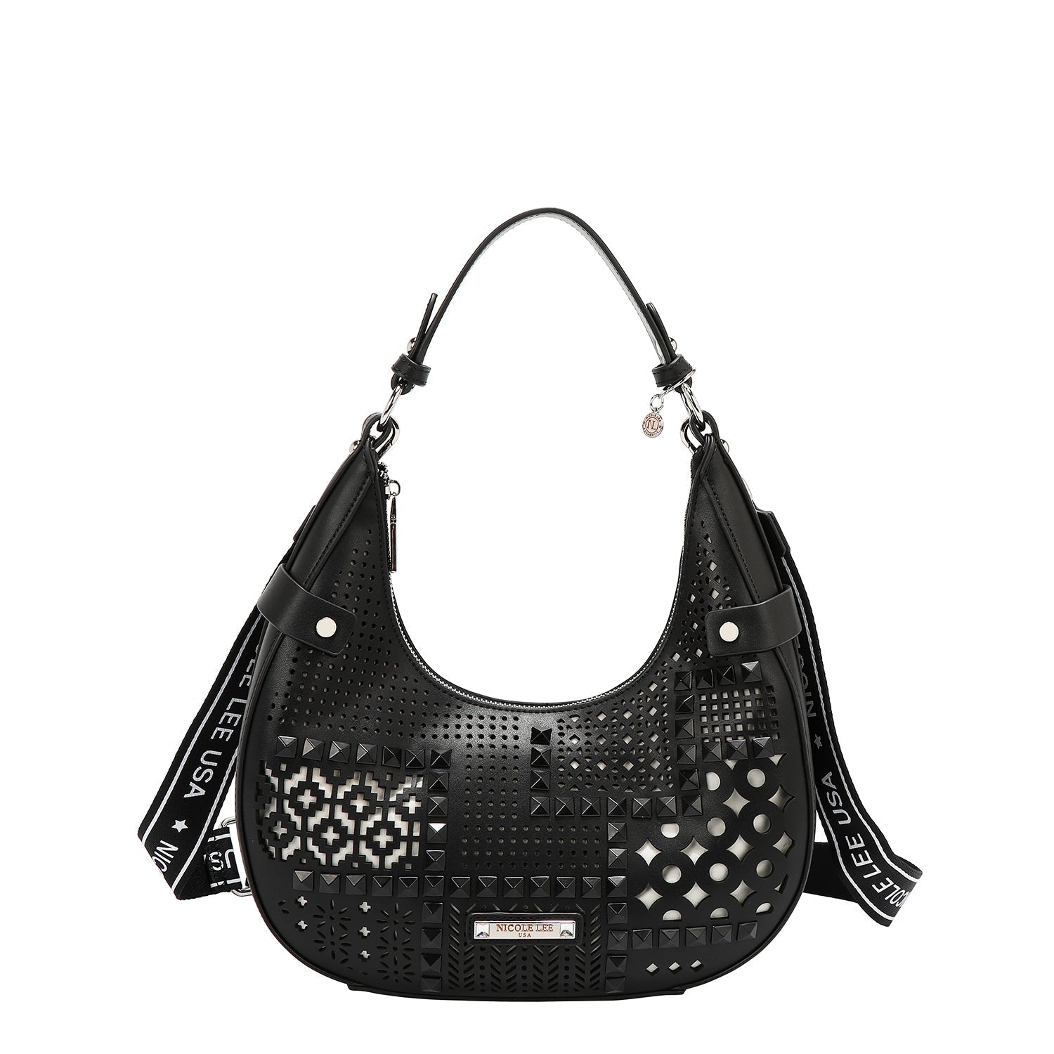 Nicole Lee Sac Bandoulière Géométrique Noir Cuir Végan