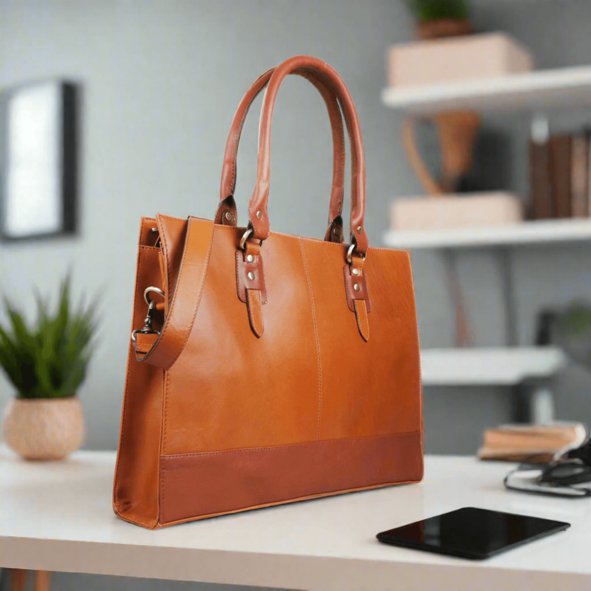 The Signature 17" Bag with Trolley Strap, Tan