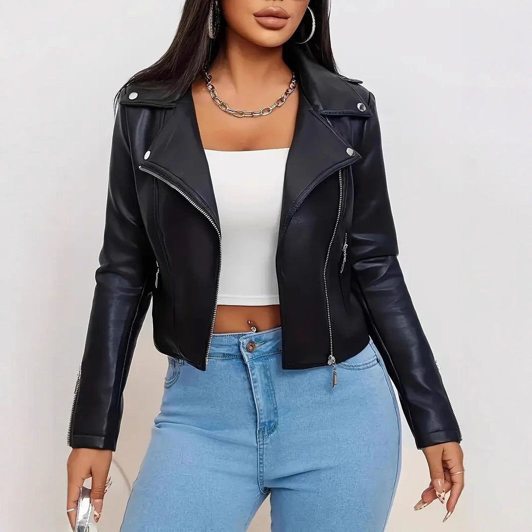 Thiermo Veste Biker Femme Noire Polyester
