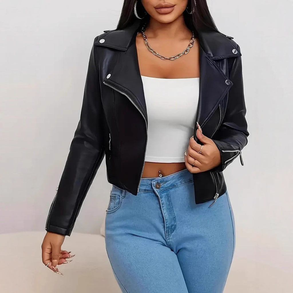 Thiermo Veste Biker Femme Noire Polyester