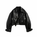 Veste Motard Femme Similicuir Noir Élégante